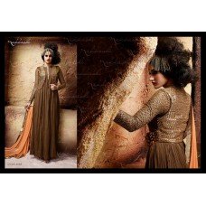 3026 COFFEE COLOUR NAKKASHI IMMORTAL WEDDING WEAR GOWN